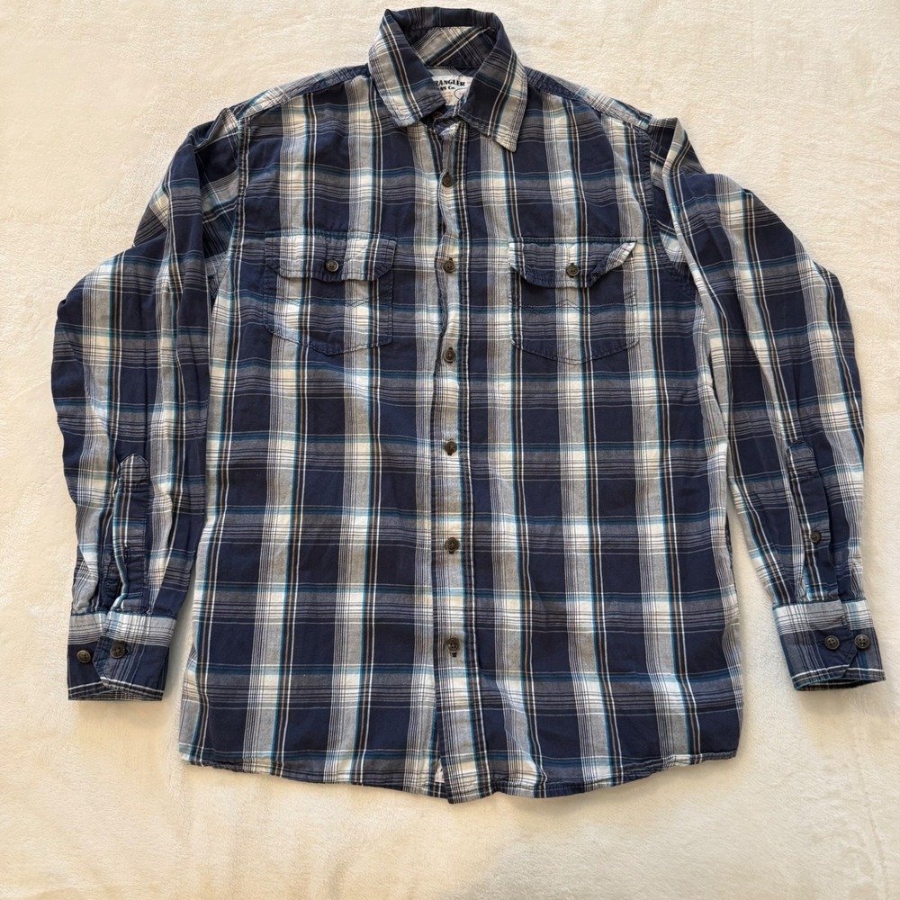 Wrangler‎ Jeans Co. Men's Plaid Long Sleeve Button Down Shirt Size Small